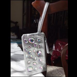 Rock Candy Silver Jeweled Wristlet Purse Embellished